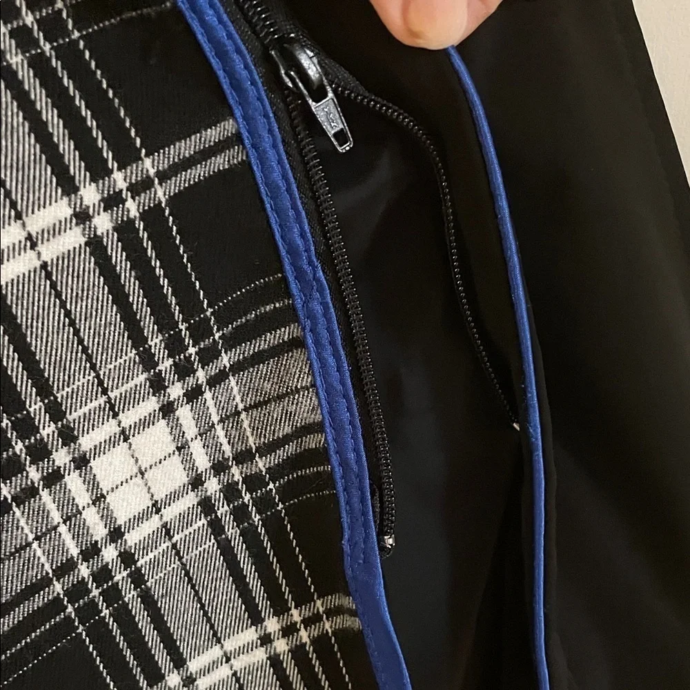 Jane Post Black Plaid Lining Hood Toggle Trench Coat and Matching Scarf